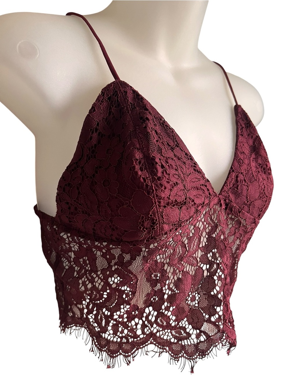 Whimsigoth Fairy Grunge Forever 21 Y2K Burgundy Lace Corset Top Goth Size M Vamp